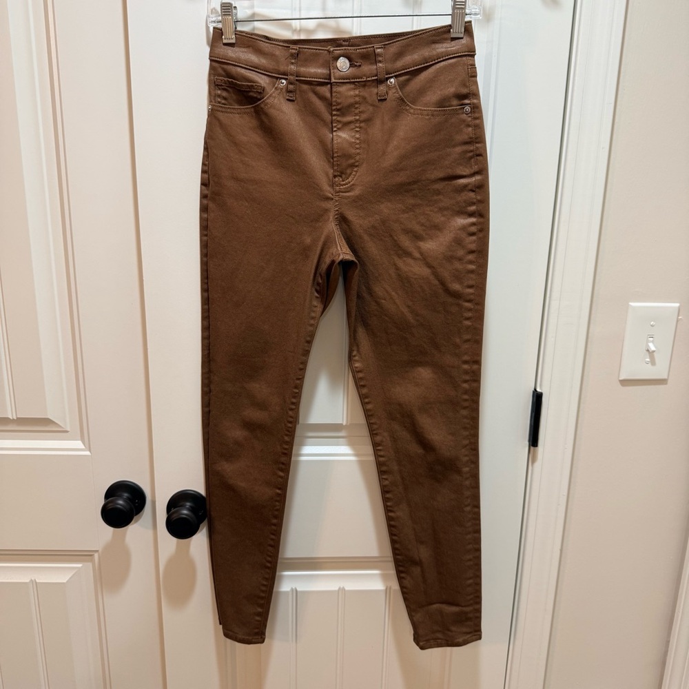 Brown Coated Women's Jeans